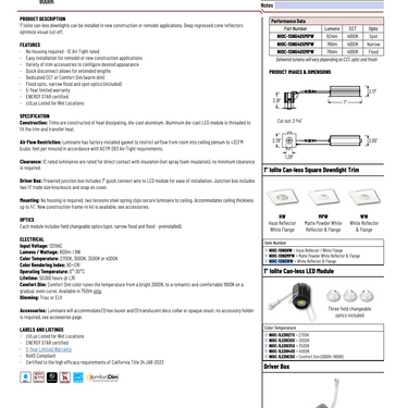 1-Inch Nora Lighting Iolite LED Recessed Downlight Trim | Spec Sheet