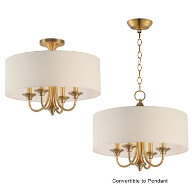 Maxim Lighting Bongo 4-Light Pendant/Semi-Flush Mount Natural Aged Brass