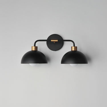 Maxim Lighting Thelonious 2-Light Wall Sconce Black/Natural Aged Brass