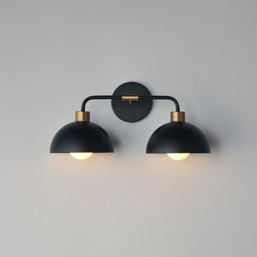 Maxim Lighting Thelonious 2-Light Wall Sconce Black/Natural Aged Brass