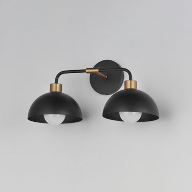 Maxim Lighting Thelonious 2-Light Wall Sconce Black/Natural Aged Brass