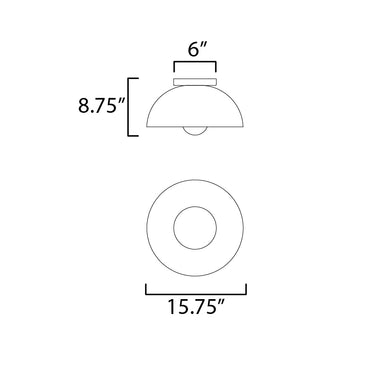 Maxim Lighting Thelonious 16" Flush Mount Black/Natural Aged Brass