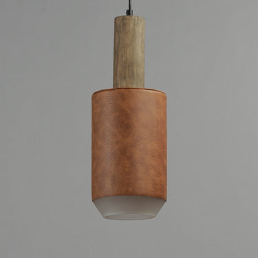 Maxim Lighting Scout LED Pendant Weathered Wood/Tan Leather