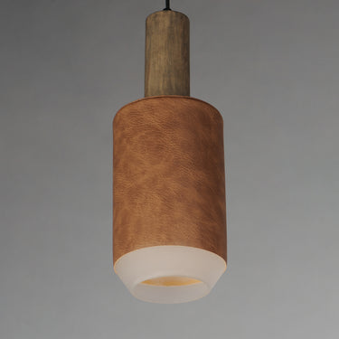 Maxim Lighting Scout LED Pendant Weathered Wood/Tan Leather