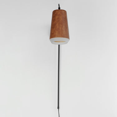 Maxim Lighting Scout Swing Arm LED Sconce Weathered Wood/Tan Leather