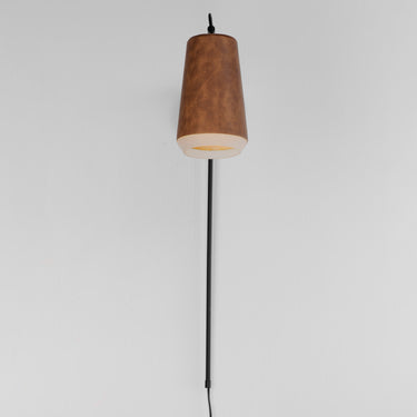 Maxim Lighting Scout Swing Arm LED Sconce Weathered Wood/Tan Leather