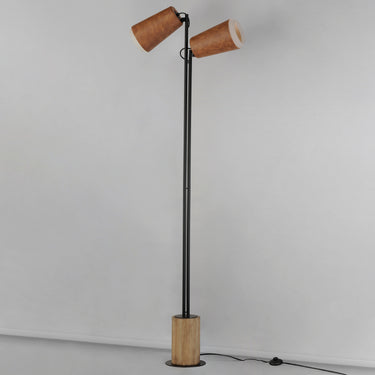 Maxim Lighting Scout 2-Light LED Floor Lamp Weathered Wood/Tan Leather