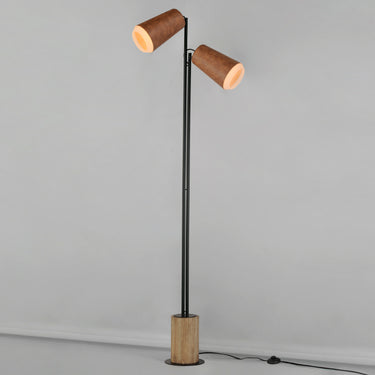 Maxim Lighting Scout 2-Light LED Floor Lamp Weathered Wood/Tan Leather