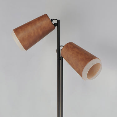 Maxim Lighting Scout 2-Light LED Floor Lamp Weathered Wood/Tan Leather