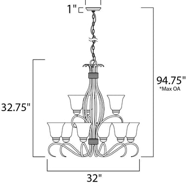 Maxim Lighting Basix 9-Light Chandelier Satin Nickel