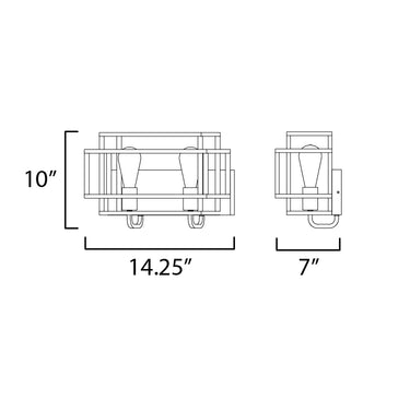 Maxim Lighting Liner 2-Light Bath Vanity Black/Satin Brass