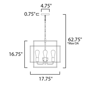 Maxim Lighting Liner 4-Light Pendant Black/Satin Brass