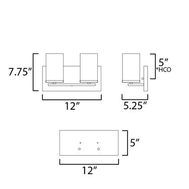 Maxim Lighting Lateral 2-Light Bath Vanity Satin Brass