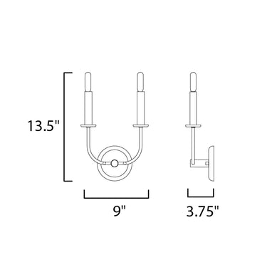 Maxim Lighting Wesley 2-Light Wall Sconce Black/Satin Nickel
