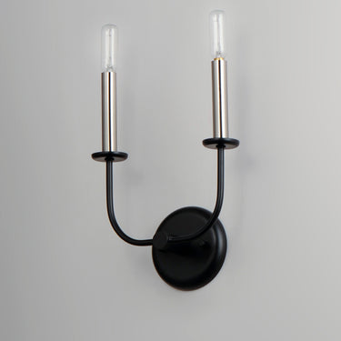 Maxim Lighting Wesley 2-Light Wall Sconce Black/Satin Nickel