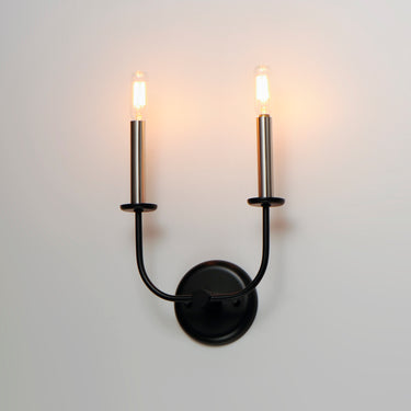 Maxim Lighting Wesley 2-Light Wall Sconce Black/Satin Nickel