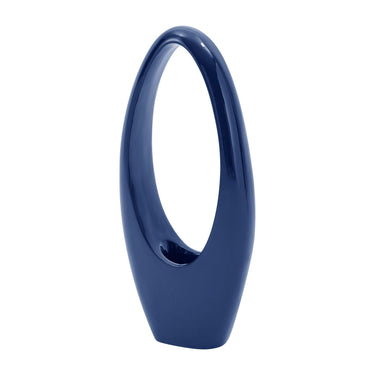 Finesse Decor Mandolin Small Floor Vase Sculpture Glossy Blue