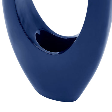Finesse Decor Mandolin Small Floor Vase Sculpture Glossy Blue