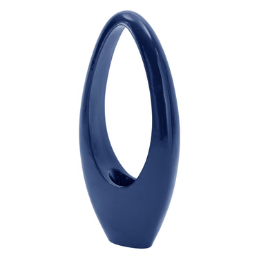 Finesse Decor Mandolin Large Floor Vase Sculpture Glossy Blue
