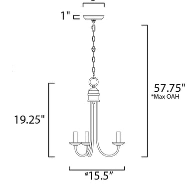 Maxim Lighting Logan 3-Light Candle Chandelier Satin Nickel