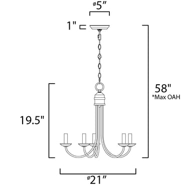 Maxim Lighting Logan 5-Light Candle Chandelier Satin Nickel
