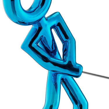 Finesse Decor Golf Man Sculpture Metallic Blue