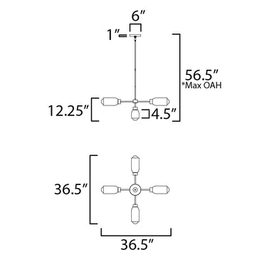 Maxim Lighting Pompeii 5-Light Pendant Lava/Black