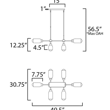 Maxim Lighting Pompeii 8-Light Pendant Travertine/Oyster