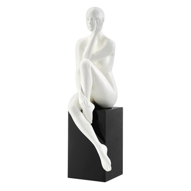 Finesse Decor Antoinette Doll Sculpture Matte White with Black Base