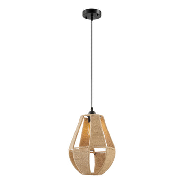 Finesse Decor Iron and Ropes 1 Light 12" Diam Pendant Black and Beige