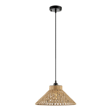 Finesse Decor Iron and Ropes 1 Light 15" Diam Pendant Black and Beige