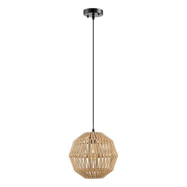 Finesse Decor Iron and Ropes 1 Light 11" Diam Pendant Black and Beige