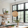 Finesse Decor Iron and Ropes 1 Light 11" Diam Pendant Black and Beige