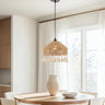 Finesse Decor Iron and Ropes 1 Light 13" Diam Pendant Black and Beige