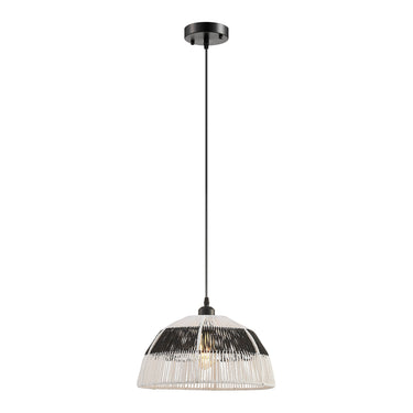 Finesse Decor Iron and Ropes 1 Light 14" Diam Pendant Black and Cream