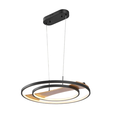 Finesse Decor Chandelier Lamp Satin Black & Wood