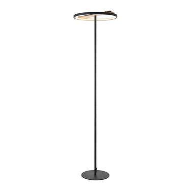 Finesse Decor Floor Lamp Satin Black Iron & Wood