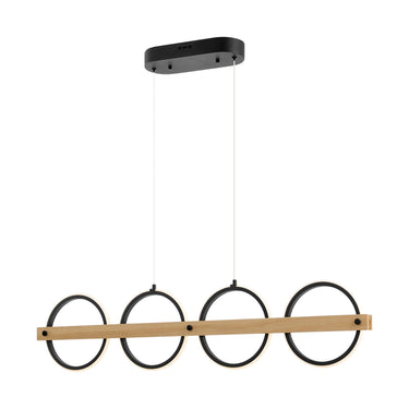 Finesse Decor Chandelier 4 Circles Satin Black & Wood