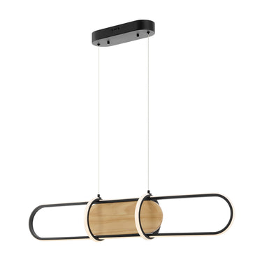 Finesse Decor Chandelier Rounded Rectangle Satin Black & Wood