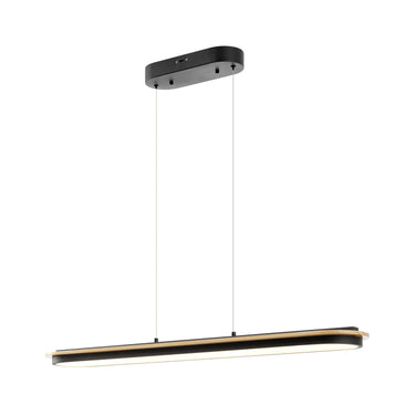 Finesse Decor Chandelier Curved Linear Satin Black & Wood