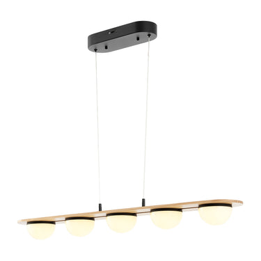 Finesse Decor Chandelier 5 Lights Satin Black & Wood