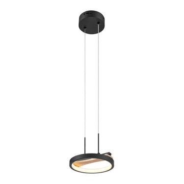 Finesse Decor 1 head Satin Black & Wood Pendant