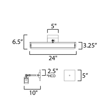 Maxim Lighting Miles 24" Articulating LED Wall Sconce Black/Natural Aged Brass