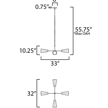 Maxim Lighting Rizzo 4-Light Chandelier Black/Antique Brass