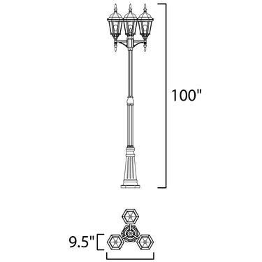 Maxim Lighting 3-Light Outdoor Pole/Post Lantern Black