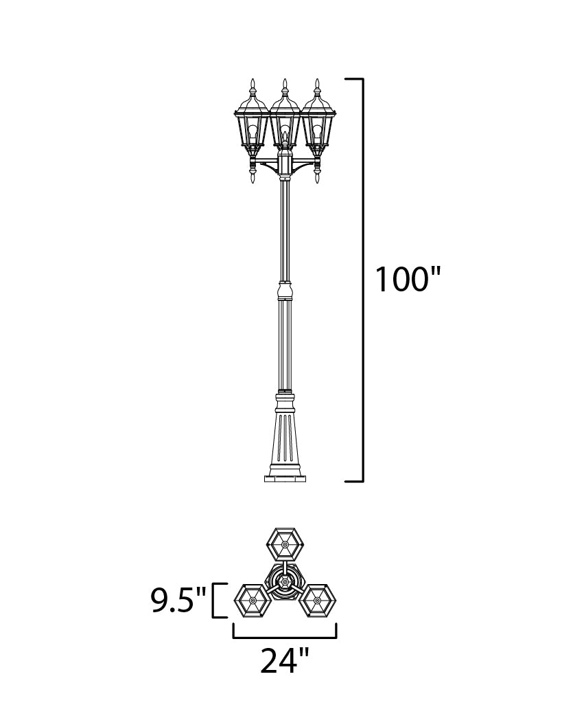 Maxim 3-Light Outdoor Pole/Post Lantern