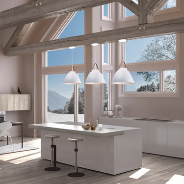 Maxim Lighting Nordic Pendant Tan Leather/White