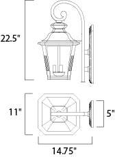 Maxim Lighting Knoxville 3-Light Outdoor Wall Bronze