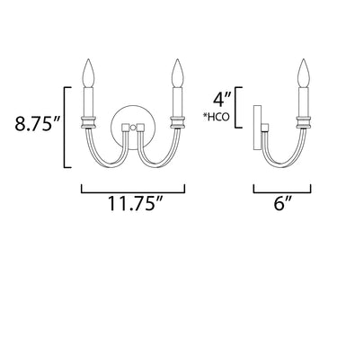 Maxim Lighting Charlton 2-Light Wall Sconce Black/Antique Brass