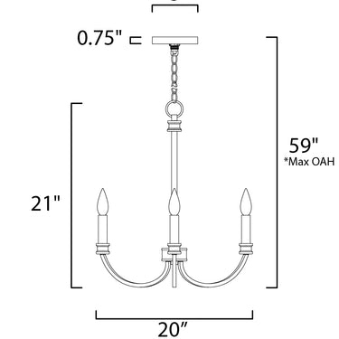 Maxim Lighting Charlton 3-Light Chandelier Weathered White/Gold Leaf